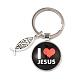 Ich liebe Jesus-Symbol-Schlüsselanhänger aus Glas mit Jesus-Fisch-Anhänger aus Legierung KEYC-G058-01A-1