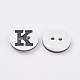 プラスチックボタン  2穴  文字でフラットラウンド  ホワイト  文字.k  12.5x2mm  穴：1.5mm X-BUTT-A010-20L-K-2