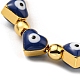 Emaille-Schiebearmband mit Herz und bösem Blick und Kastenketten BJEW-G675-01G-3