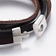 Two Loops Leather Cord Warp Bracelets BJEW-F325-03P-3