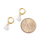 Natural Pearl Beads Drop Huggie Hoop Earrings for Women X-EJEW-JE04757-03-3