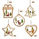 10 pz 5 ornamenti in legno in stile WOOD-SZ0004-04-1