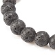 Bracelet extensible en pierre de lave naturelle avec perles en alliage BJEW-JB08192-7