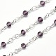 Electroplate Brass Glass Beads Handmade Chains CHC-M008-10-FF-1