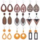 Sunnyclue 9 paire 9 style larme & rectangle & triangle boucles d'oreilles pendantes en bois naturel ensemble EJEW-SC0001-35-1