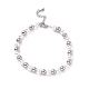 201 Stainless Steel & Plastic Pearl Round Beaded Bracelet for Women STAS-D179-01P-1