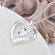 Simple Silver Color Plated Brass Cubic Zirconia Heart Pendant Necklaces For Women NJEW-BB12975-4
