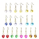 10 paire de boucles d'oreilles pendantes en forme de cœur en verre de 10 couleurs EJEW-JE05354-1
