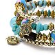 Boho Multi-strand Irregular Synthetic Turquoise Beads Wrap Bracelet BJEW-G635-02B-2