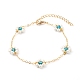 Shell Pearl & Acrylic Beads Flower Link Bracelets X1-BJEW-TA00003-02-1