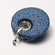 Platinum Plated Alloy Synthetic Lava Rock Flat Round Pendants G-O024-02D-2