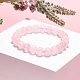 Naturelle quartz rose de perle bracelets extensibles B072-1-5