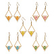 Серьги-подвески из стеклянных бусин в форме ромба с треугольником EJEW-MZ00654-3