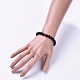 Stretch-Armbänder aus natürlichen schwarzen Achatperlen (gefärbt). BJEW-JB04295-04-3