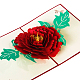 3dはポップアップ牡丹の花のグリーティングカードは、あなたのカードに感謝します  レッド  15.5x13cm DIY-N0001-029R-3