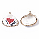 Electroplate Printed Natural Scallop Shell Pendants SSHEL-R047-04-A08-3