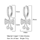 Boucles d'oreilles créoles pendantes avec nœud papillon en zircone cubique transparente EJEW-OY001-15P-2