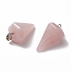 Conos / púas / péndulo colgantes naturales de piedra de cuarzo rosa G-R278-82-3