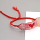 ガラスシード編みこみビーズブレスレット  女性のためのハート模様の友情のブレスレット  レッド  11インチ（28cm） BJEW-P269-19-4