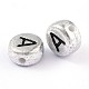 Perles de lettre à trou horizontal acrylique plaqué couleur argent PB43C9070-A-2