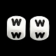 20 pièces blanc cube lettre perles de silicone 12x12x12mm dés carrés alphabet perles avec 2mm trou entretoise perles de lettre en vrac pour bracelet collier fabrication de bijoux JX432W-1