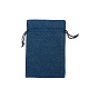 リネン巾着袋  長方形  マリンブルー  14x10cm CON-PW0001-072J-1