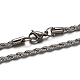 Collares de cadena de cuerda de 304 acero inoxidable NJEW-F112-02B-P-1