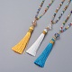 Colliers de pendentif à pompon en polyester NJEW-JN02621-1