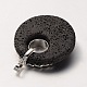 Platinum Plated Alloy Synthetic Lava Rock Flat Round Pendants G-O024-02G-2
