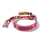 Bracelet cordon polyester-coton motif losange tressé FIND-PW0013-001A-09-2