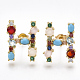 (vendita di fabbrica di gioielli per feste) orecchini a bottone in ottone con micro pavé di zirconi cubici EJEW-S201-41H-2