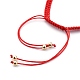 調節可能なナイロン糸編組ビーズブレスレット  赤い紐のブレスレット  真鍮製マイクロパヴェキュービックジルコニアリンクと真鍮製ビーズ付き  ヘビ  18KGP本金メッキ  レッド  内径：2-1/4~4-1/4インチ（5.7~10.8cm） BJEW-JB05449-02-4