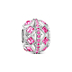 TINYSAND 925 Sterling Silver Sweet Openwork Pink Charm European Beads TS-C-207-1