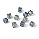 Faceted Cube Electorplated Glass Beads X-EGLA-E006-1J-1