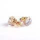 Flat Round 304 Stainless Steel Cubic Zirconia Stud Earrings EJEW-H306-35G-6mm-1
