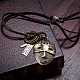 Adjustable Men's Zinc Alloy Pendant and Leather Cord Lariat Necklaces NJEW-BB16006-8