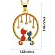 Full Moon with Double Cat and Star Pendant Necklace JN1028A-2