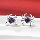 Серьги-гвоздики из латуни с микропаве из кубических цирконий в форме паука EJEW-L306-04P-01-1