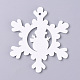 天然ポプラ材の大きなペンダント  スプレー塗装  クリスマスのために  雪だるまを持つ雪片  ホワイト  69.5x60.5x2.5mm  穴：2.5mm WOOD-D010-01B-2