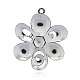Antichi strass lega d'argento grandi pendenti fiore per fare collana ALRI-O008-01-2