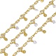 Brass Rectangle & Cubic Zirconia Flat Round Link Chains CHC-P010-05G-1