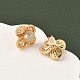Серьги-гвоздики в форме цветка с микропаве из прозрачных кубических цирконий из латуни EJEW-D337-09G-3