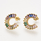 Brass Cubic Zirconia Stud Earrings EJEW-S201-151-1