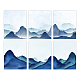 Superdant Mountain stampe su tela inchiostro blu lavaggio Mountain View dipinti astratti di arte della parete 6 pz opere d'arte senza cornice per camera da letto soggiorno appartamento dormitorio decorazioni AJEW-WH0173-128-1
