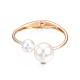 ABS Plastic Pearl Round Beaded Open Cuff Bangle BJEW-S118-105G-2