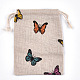 ポリコットン（ポリエステルコットン）パッキングポーチ巾着袋  印刷された蝶と  カラフル  13.1~14.5x9.5~10cm ABAG-S004-02B-10x14-2