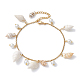 Tobilleras con dijes de perlas de vidrio y concha en espiral natural AJEW-AN00567-1