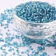 11/0 Two Cut Glass Seed Beads, Hexagon, Silver Lined Round Hole, Cyan, Size: about 2.2mm in diameter, about 37500pcs/Pound
