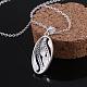 Silver Color Plated Brass Cubic Zirconia Oval Pendant Necklaces NJEW-BB10233-3