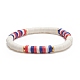 3 pièces 3 style fête de l'indépendance polymère argile heishi surfeur bracelets extensibles ensemble BJEW-TA00213-5